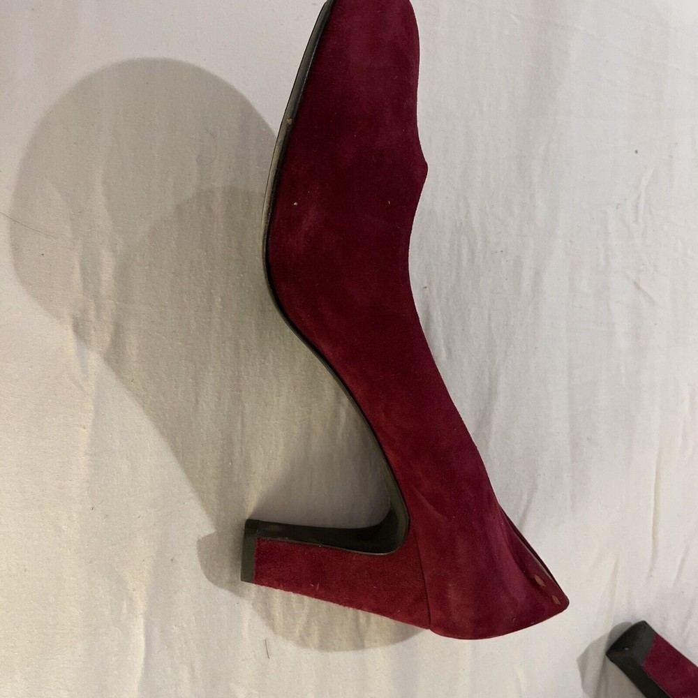 Sz 9.5 Women Eileen Fisher Leather Suede Pumps Shoes burgundy red - Picture 5 of 6